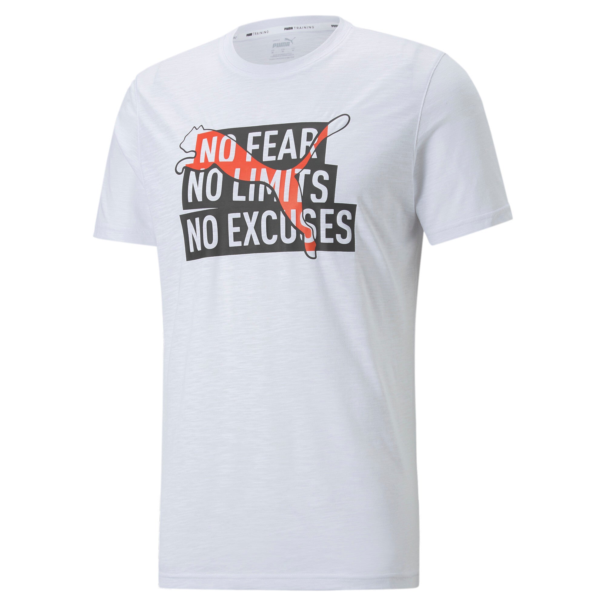 Puma training performance slogan cat tee in black - Front View