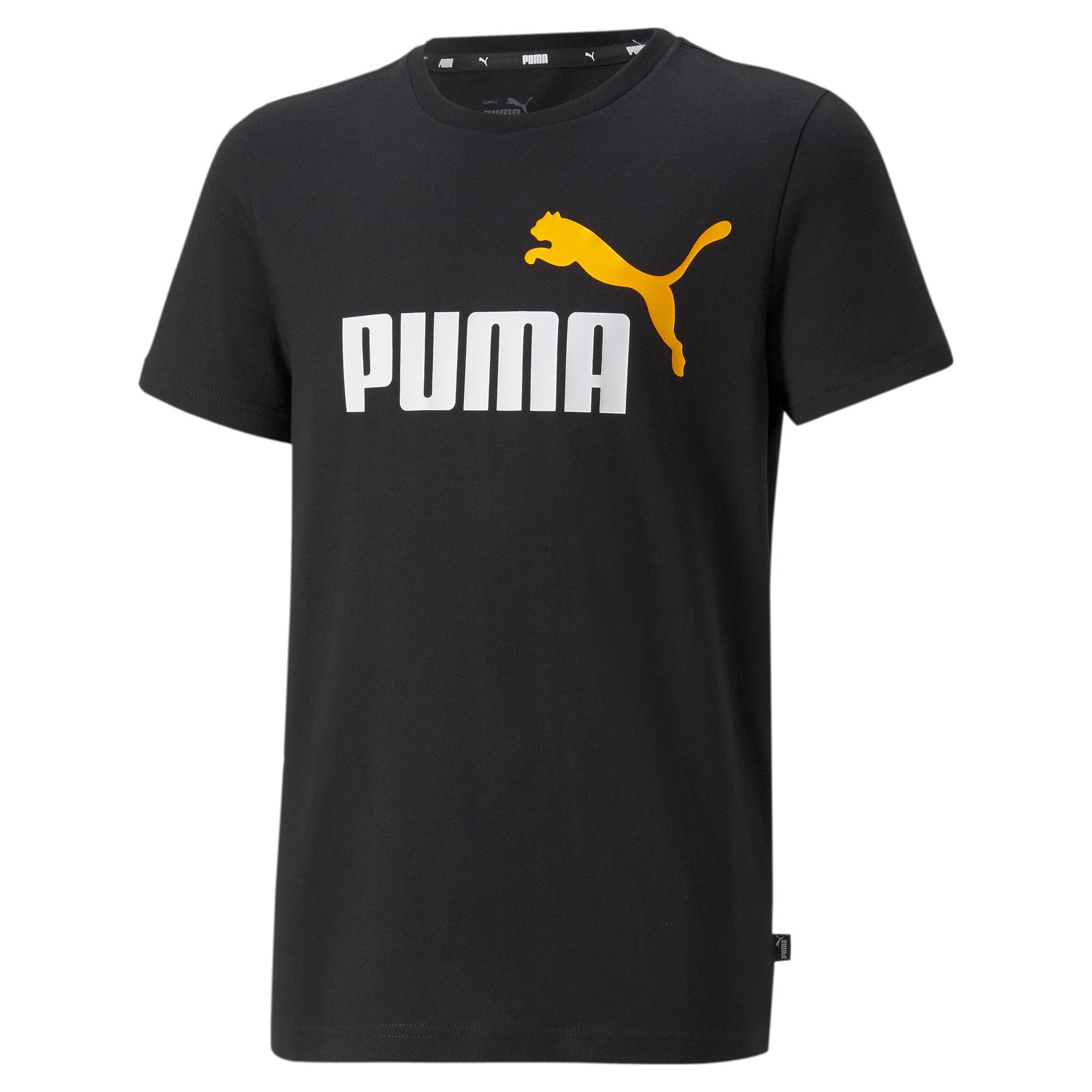 Puma essentials+ two-tone logo tee youth in orange - Front View