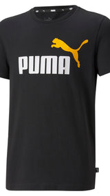 Puma essentials+ two-tone logo tee youth in orange - Front View