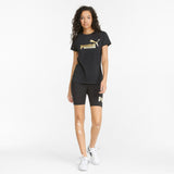 Puma essentials+ metallic logo tee women in black - Model Shot 03