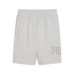 Puma essentials logo lab execution 10" shorts in light gray heather - Front View