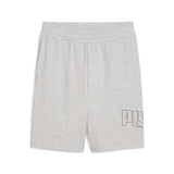 Puma essentials logo lab execution 10" shorts in light gray heather - Front View