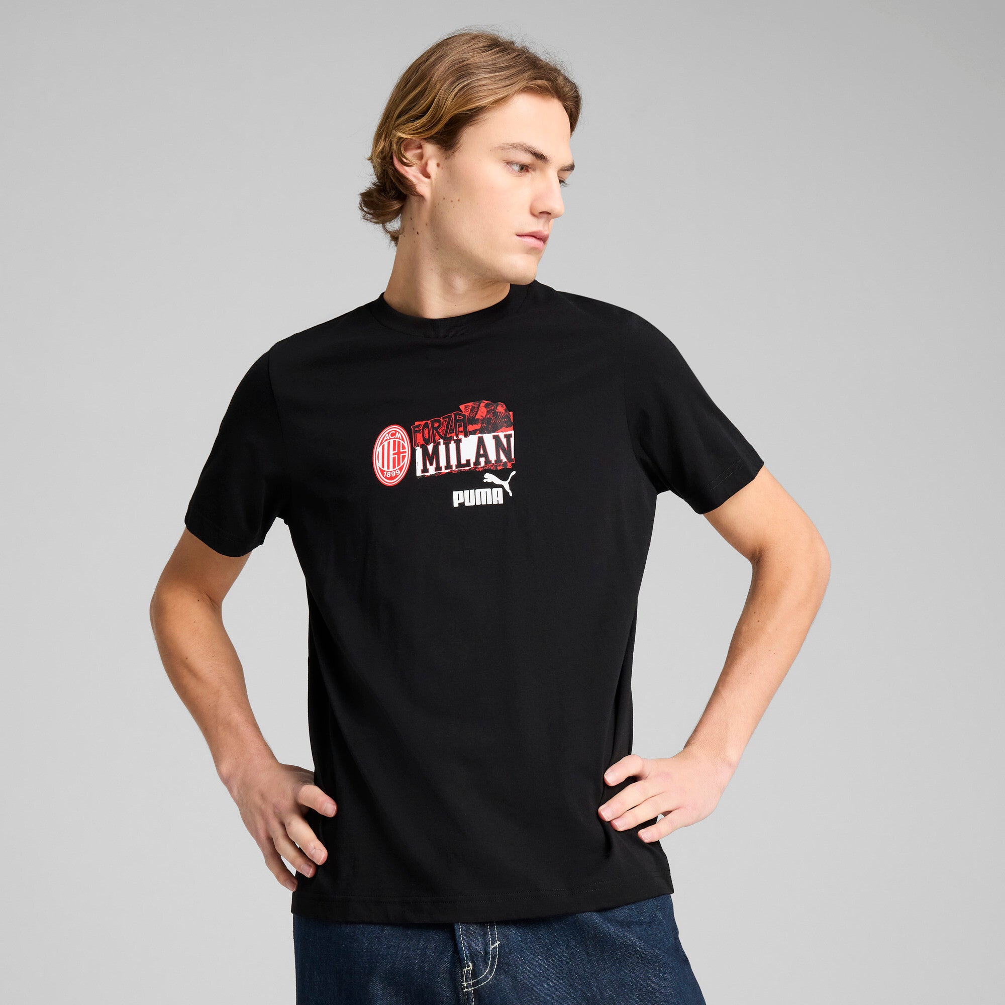 Puma football AC Milan ftblNRGY tee in black - Model Shot 01
