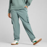Puma essentials small no. 1 logo woven cargo pants in green moon - Model Shot 02