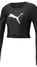 Puma modern sports long sleeve tee in black - Front View
