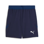 Puma teamFINAL football shorts in navy and white - Front View