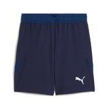 Puma teamFINAL football shorts in navy and white - Front View