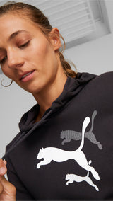 Puma essentials+ logo power hoodie women in black - Model Shot 02