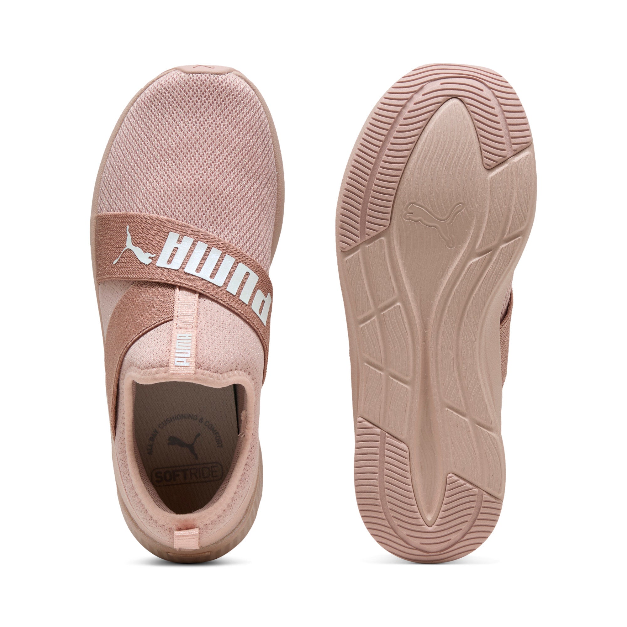 Puma SOFTRIDE harli slip transformative colour running shoes in rose quartz and cool mid gray - Side View 02