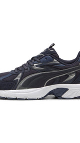 Puma milenio tech suede sneakers in new navy and aged silver - Side View 01