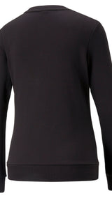 Puma essentials+ metallic logo crew neck sweatshirt women in black - Back View
