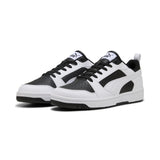 Puma rebound v6 low sneakers in black and white - Front View