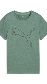 Puma tad essentials heather logo tee in green moon heather - Front View