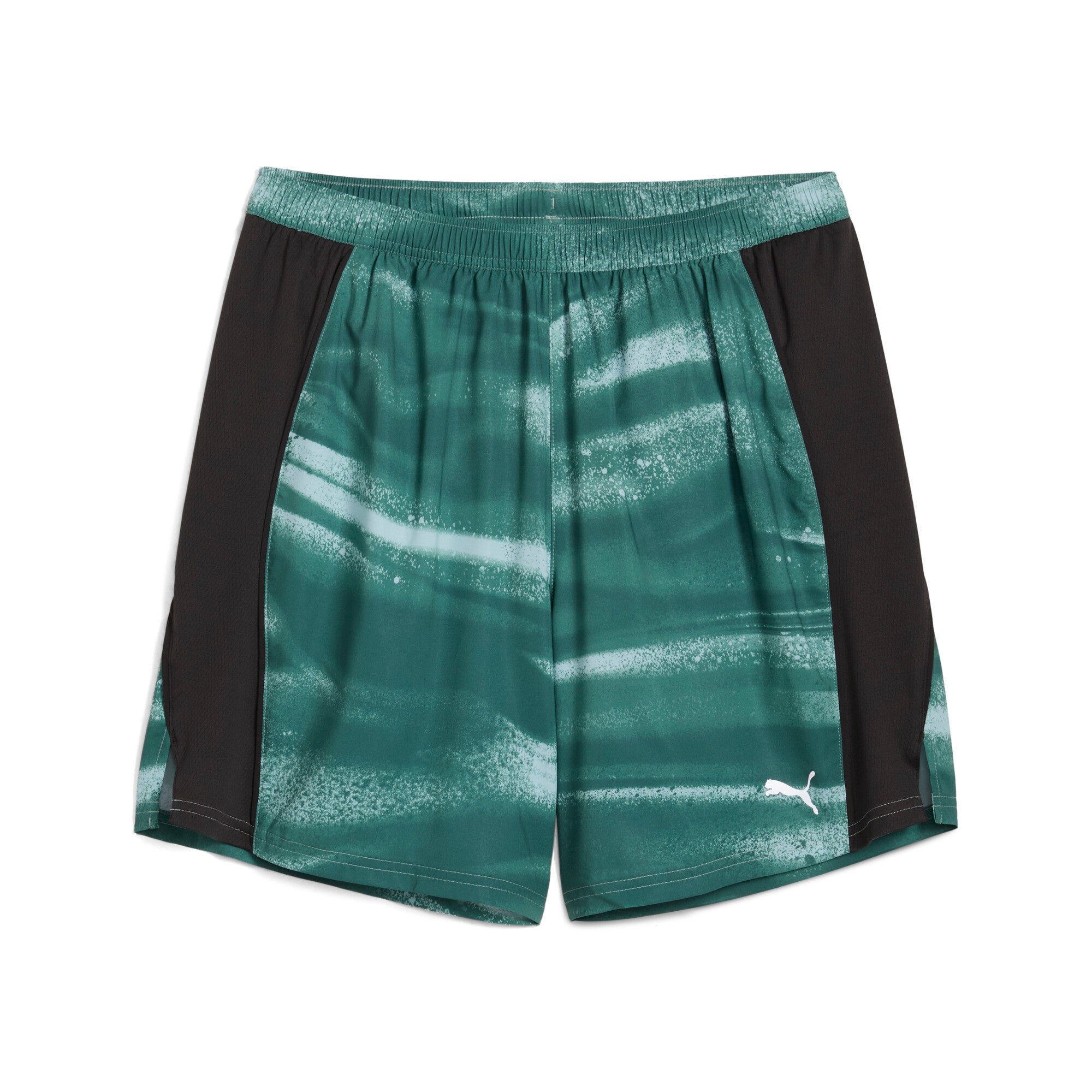 Puma VELOCITY all-over print 7" running shorts in green moon - Front View