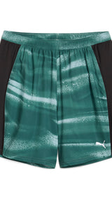 Puma VELOCITY all-over print 7" running shorts in green moon - Front View