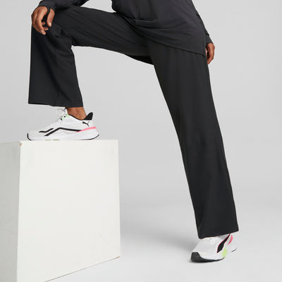 Puma modest activewear wide leg training pants in black - Model Shot 01
