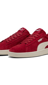 Puma smash 3.0 sneakers in dark crimson and warm white - Front View