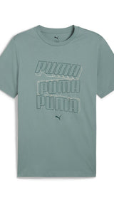 Puma essentials logo lab tee in green moon - Front View