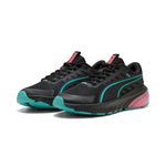 Puma cell glare running shoes in black and sun struck - Front View