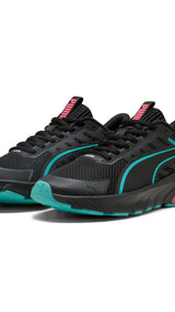 Puma cell glare running shoes in black and sun struck - Front View