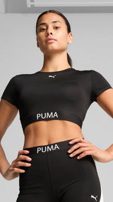 Puma strong crop tee in black - Model Shot 01