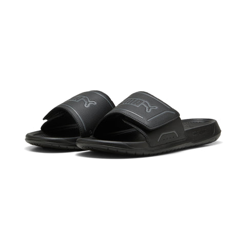 PUMA royalcat comfort 2 slides in black and cool dark gray