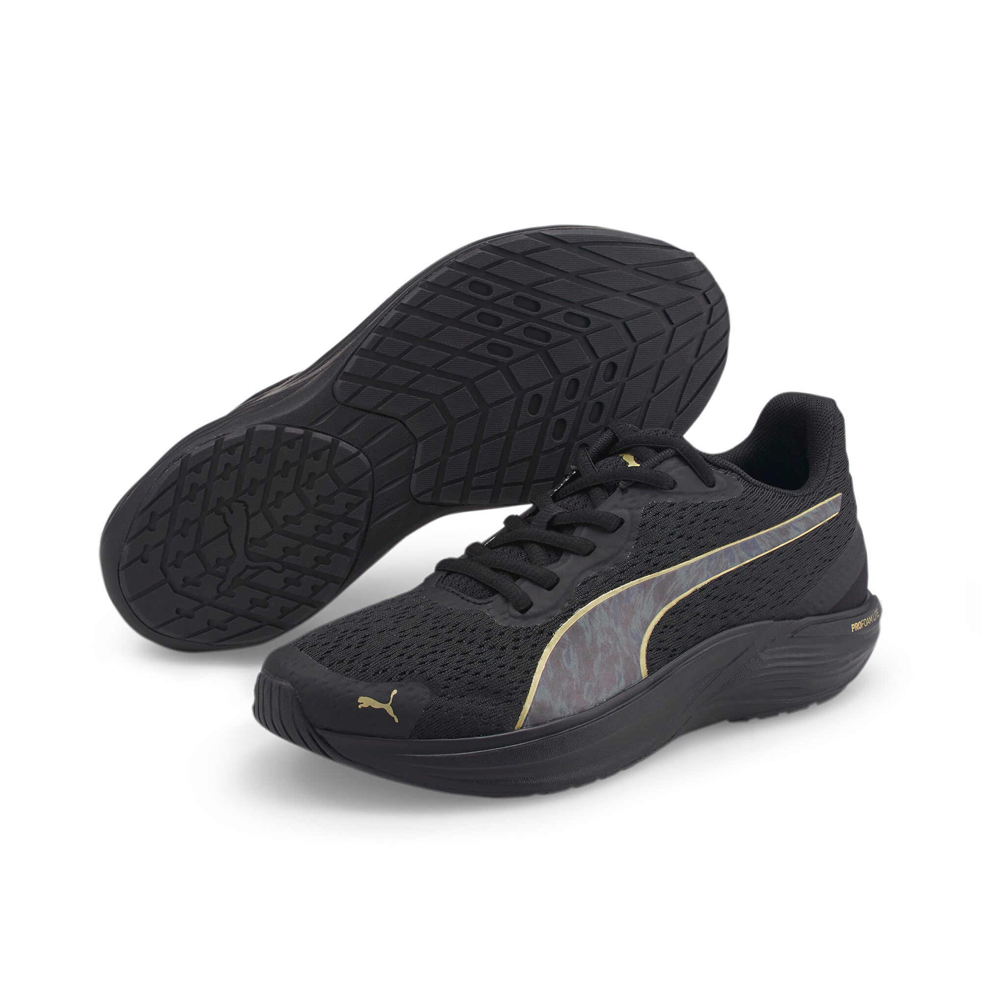 Puma running feline profoam safari glam shoes in black - Front View