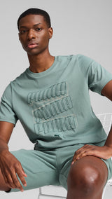 Puma essentials logo lab tee in green moon - Model Shot 01