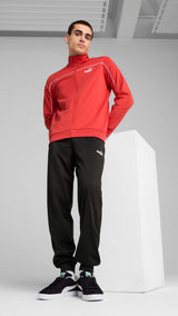 Puma poly piping tracksuit in red fire - Model Shot 01