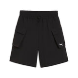 PUMA wardrobe essentials cargo shorts women in black — front view