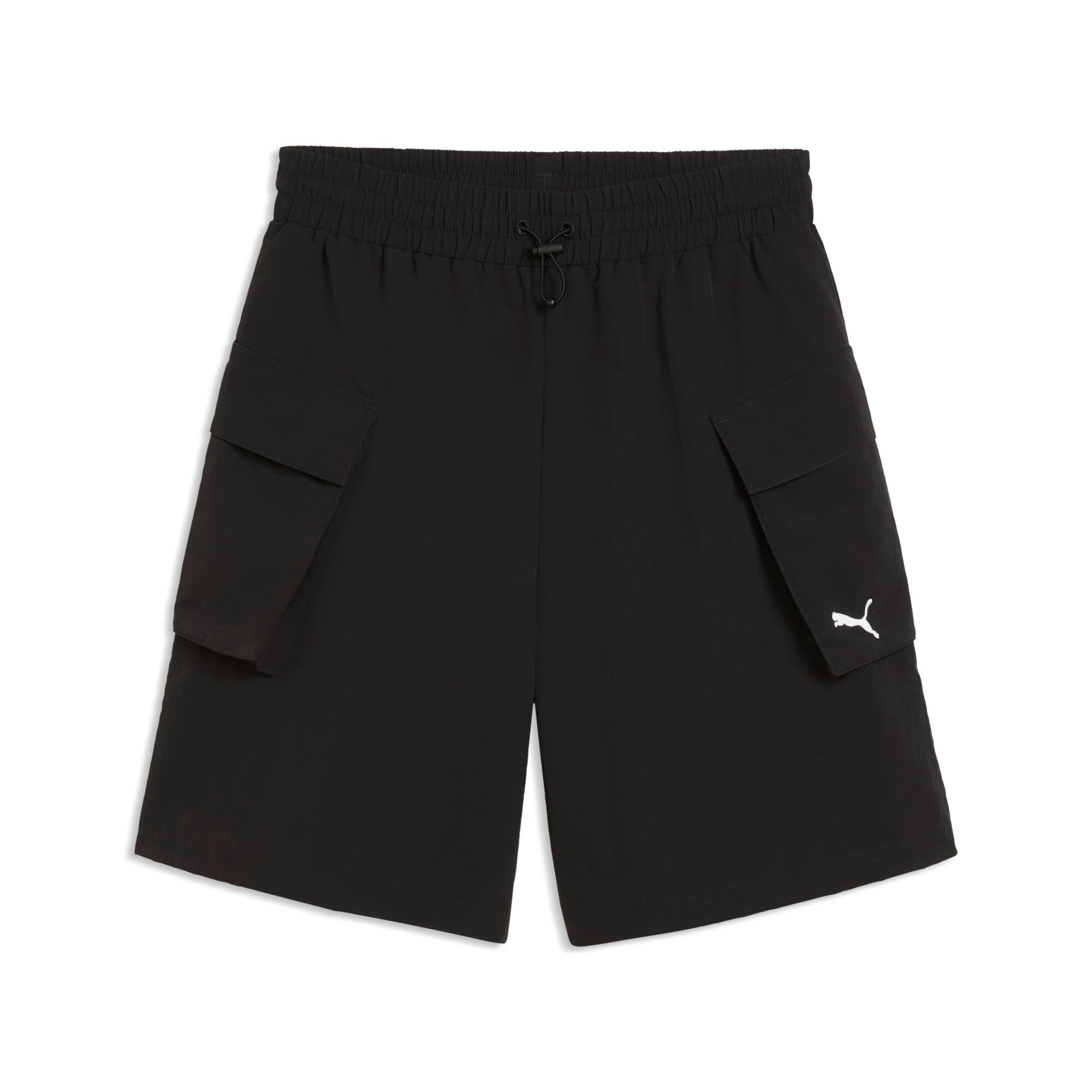PUMA wardrobe essentials cargo shorts women in black — front view