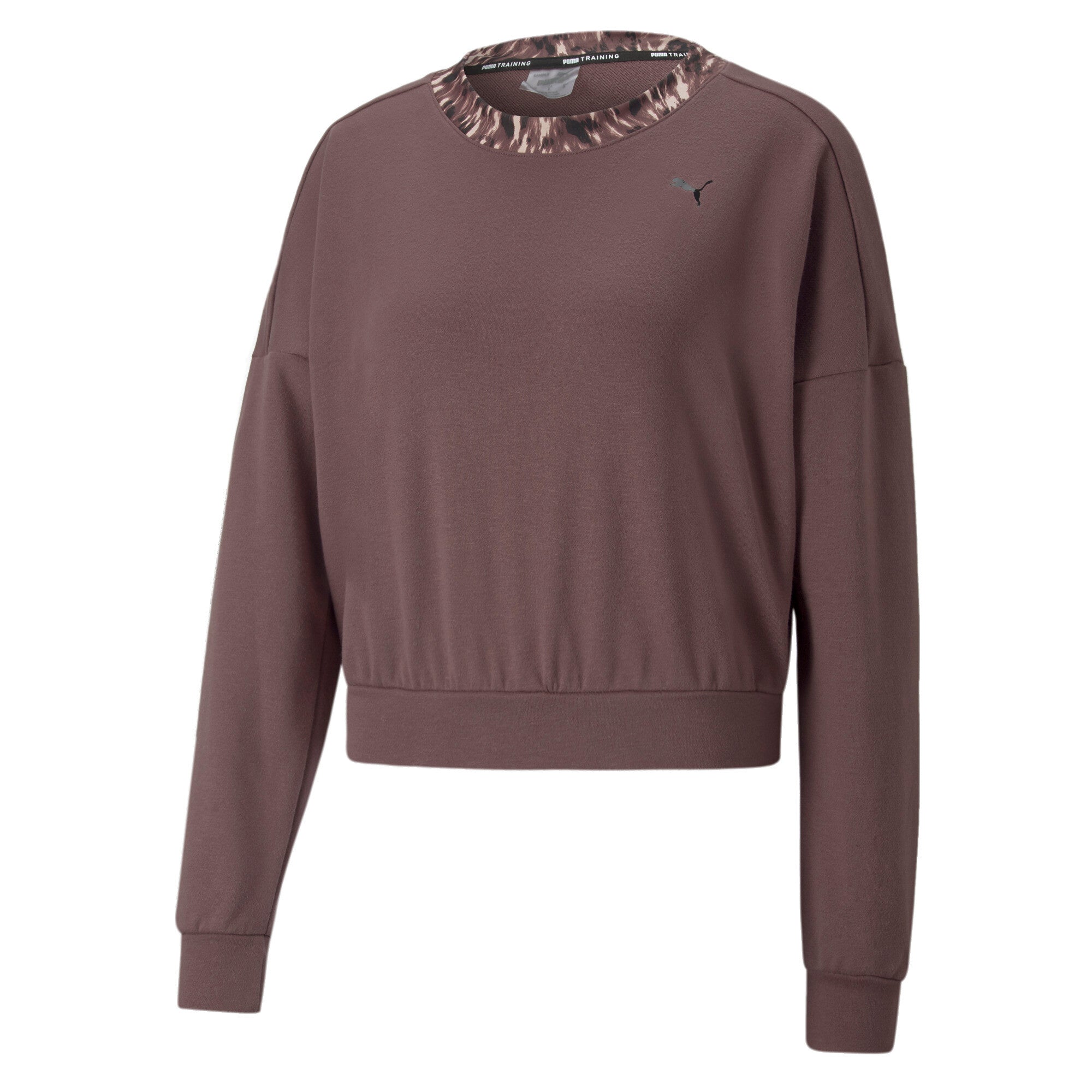 Puma training safari glam crew sweatshirt in purple - Front View