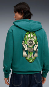 PUMA sunset drive hoodie men in emerald ice — model shot 2