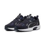 Puma milenio tech suede sneakers in new navy and aged silver - Front View