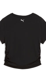 Puma tropical graphic fashion crop tee in black - Back View