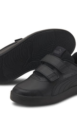 Puma courtflex v2 kids' trainers in black - Front View