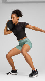 Puma lace high-waisted 5" short tights in green moon - Model Shot 03