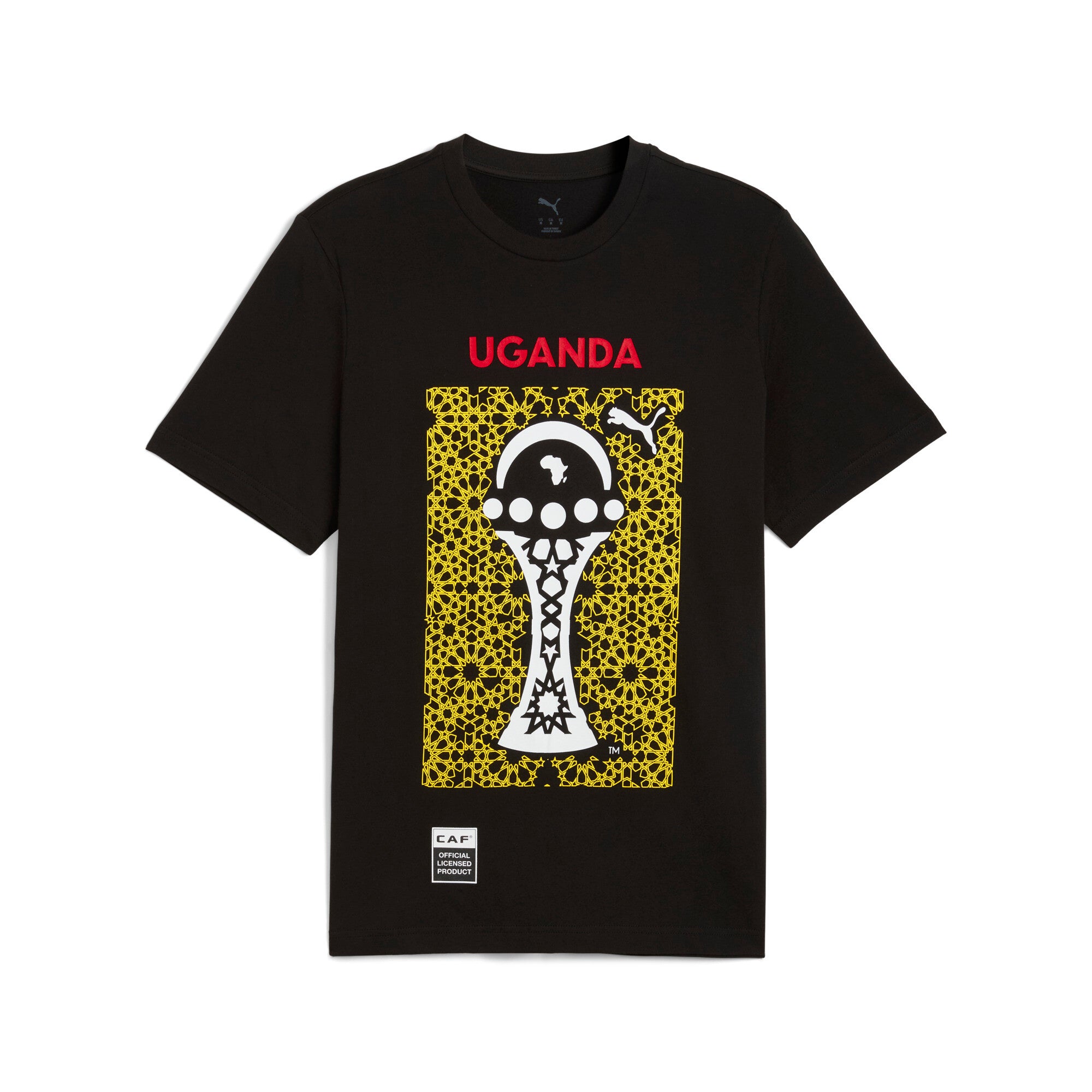 PUMA TotalEnergies CAF Africa Cup of Nations 2025 country tee in black and faster yellow - Front View