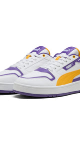 Puma court classic street sneakers in white and yellow s - Front View