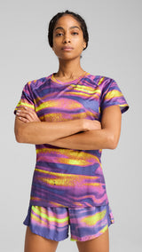 Puma VELOCITY all-over-print running tee in wild berry - Model Shot 01