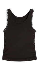 Puma tropical graphic crop tank in black - Back View