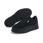 Puma mayze stack suede sneakers in black - Front View