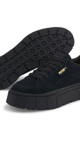 Puma mayze stack suede sneakers in black - Front View