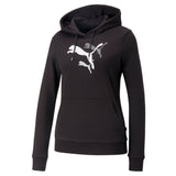 Puma essentials+ logo power hoodie in black - Front View