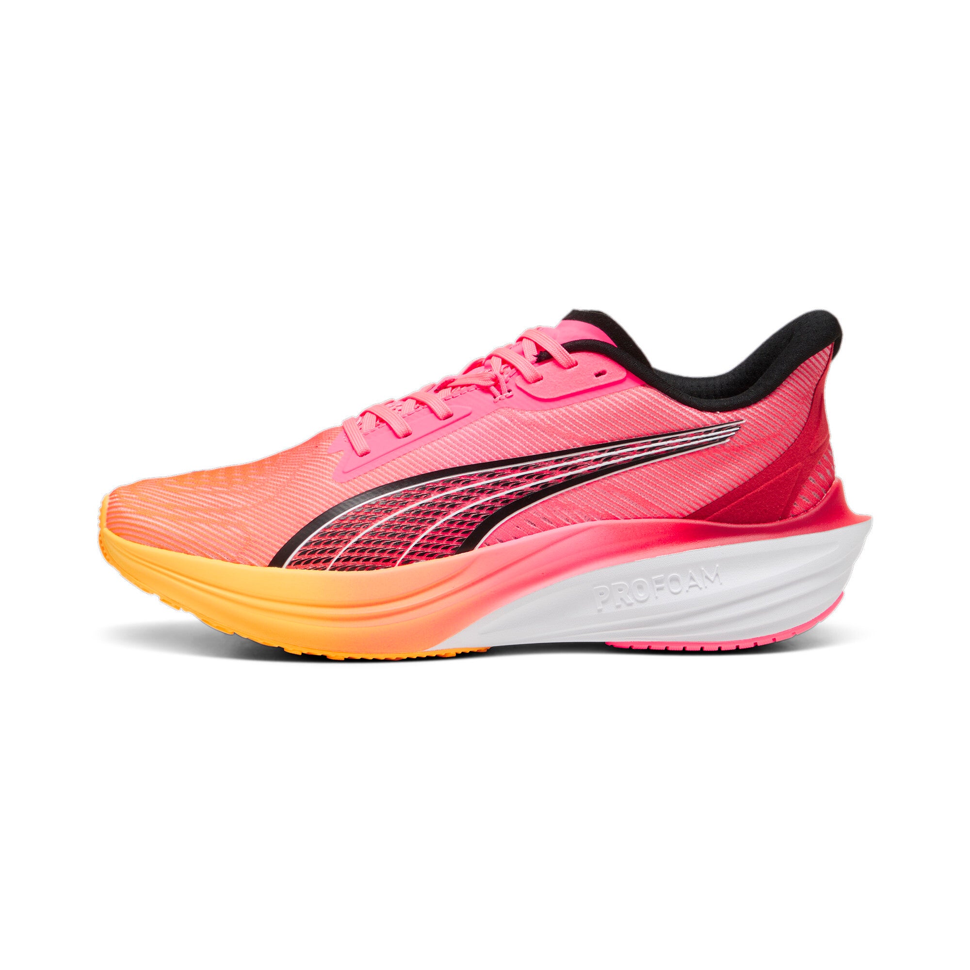 Puma darter Pro running shoes in sun stream and sunset glow - Side View 01