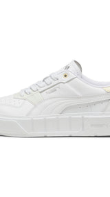 Puma cali court leather sneakers in white and creamy vanilla - Side View 01