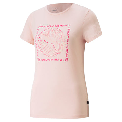 PUMA graphics she moves us tee in light pink