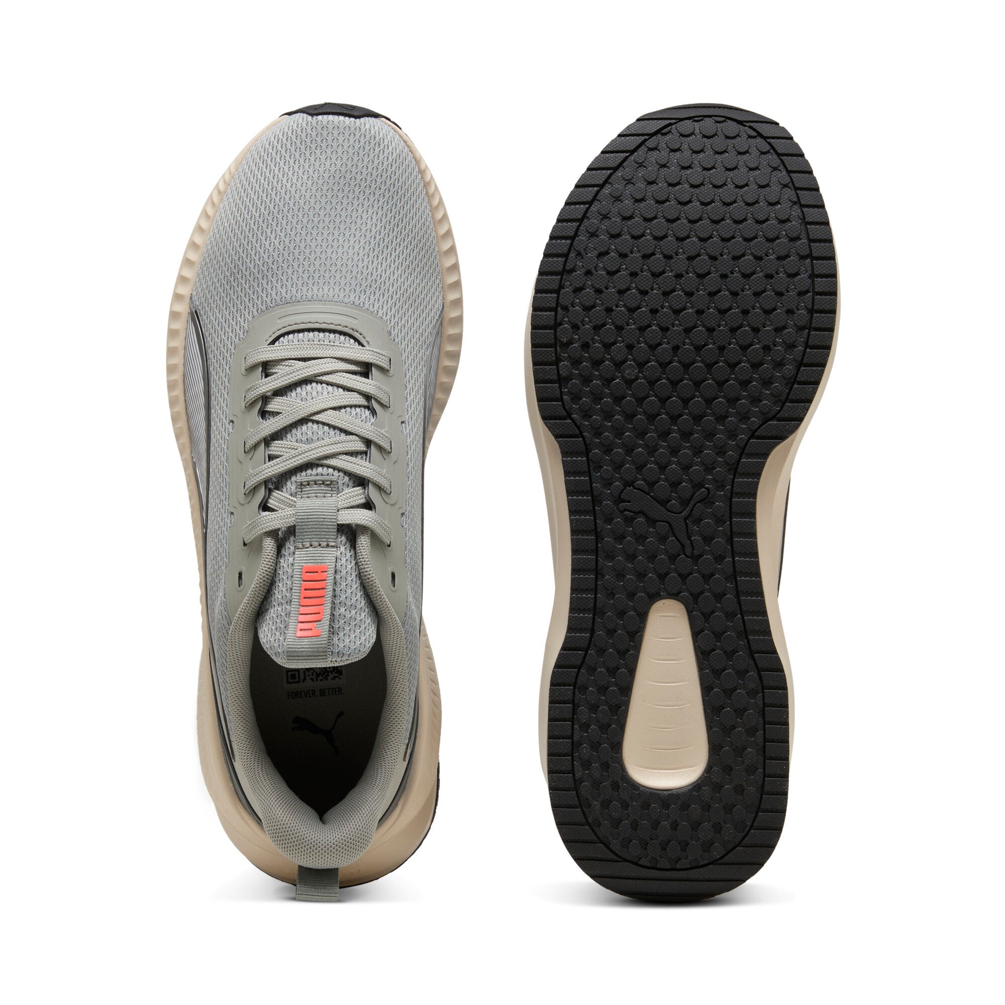 Puma flyer lite 3 running shoes in alpine snow and flat light gray - Side View 02
