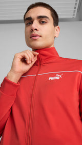 Puma poly piping tracksuit in red fire - Model Shot 02