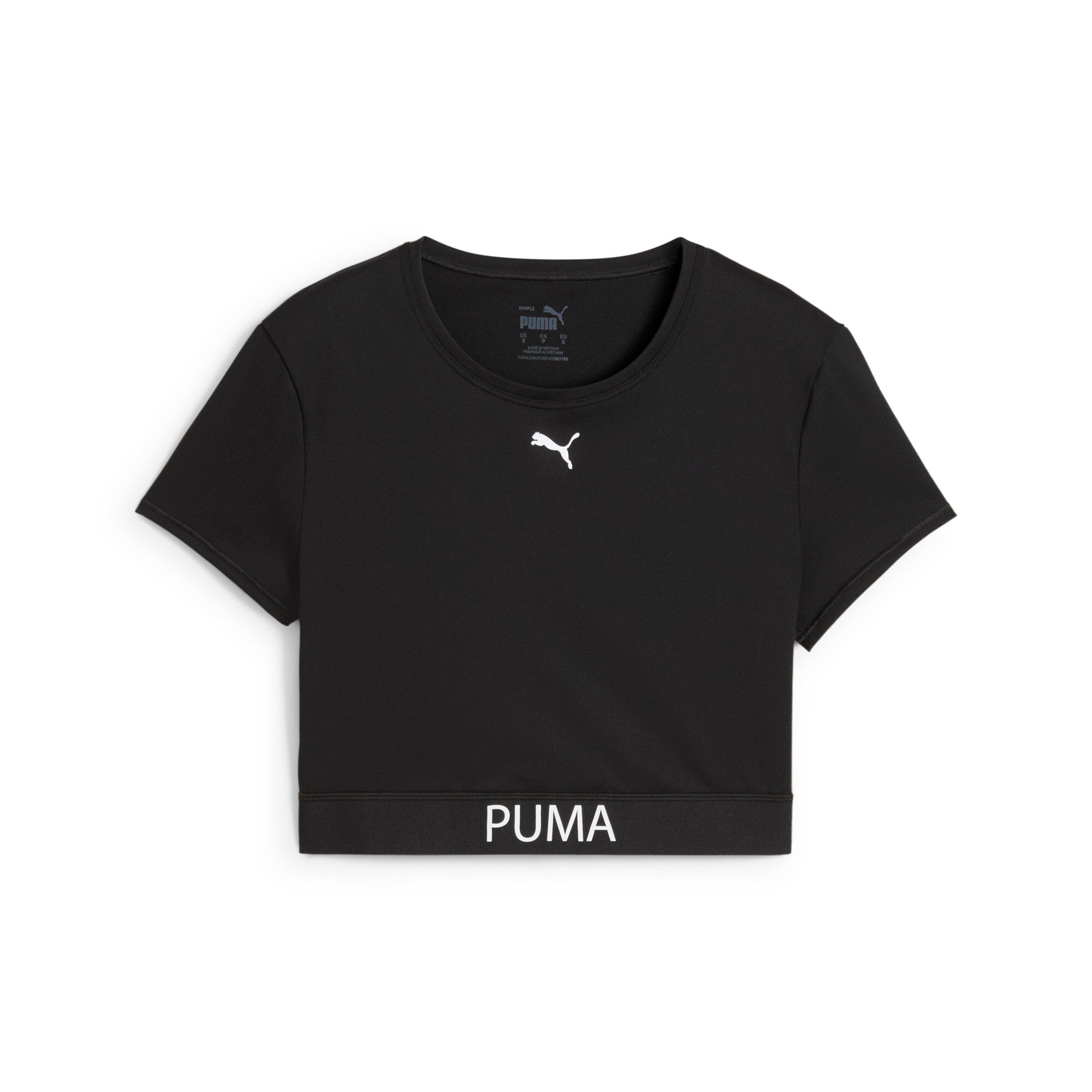 Puma strong crop tee in black - Front View